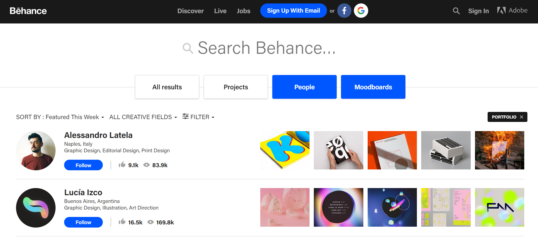 Social Media Recruiting through Behance