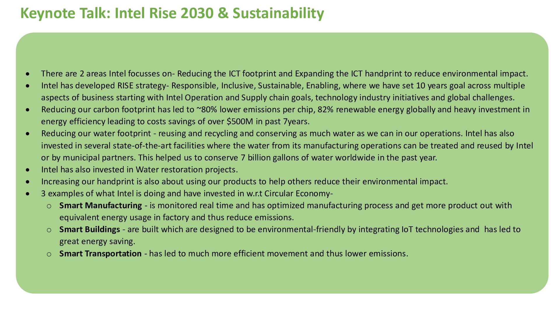 Intel Zinnov Sustainability Conclave 20216